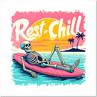 "Rest in Chill" Funny Skeleton Posters and Art